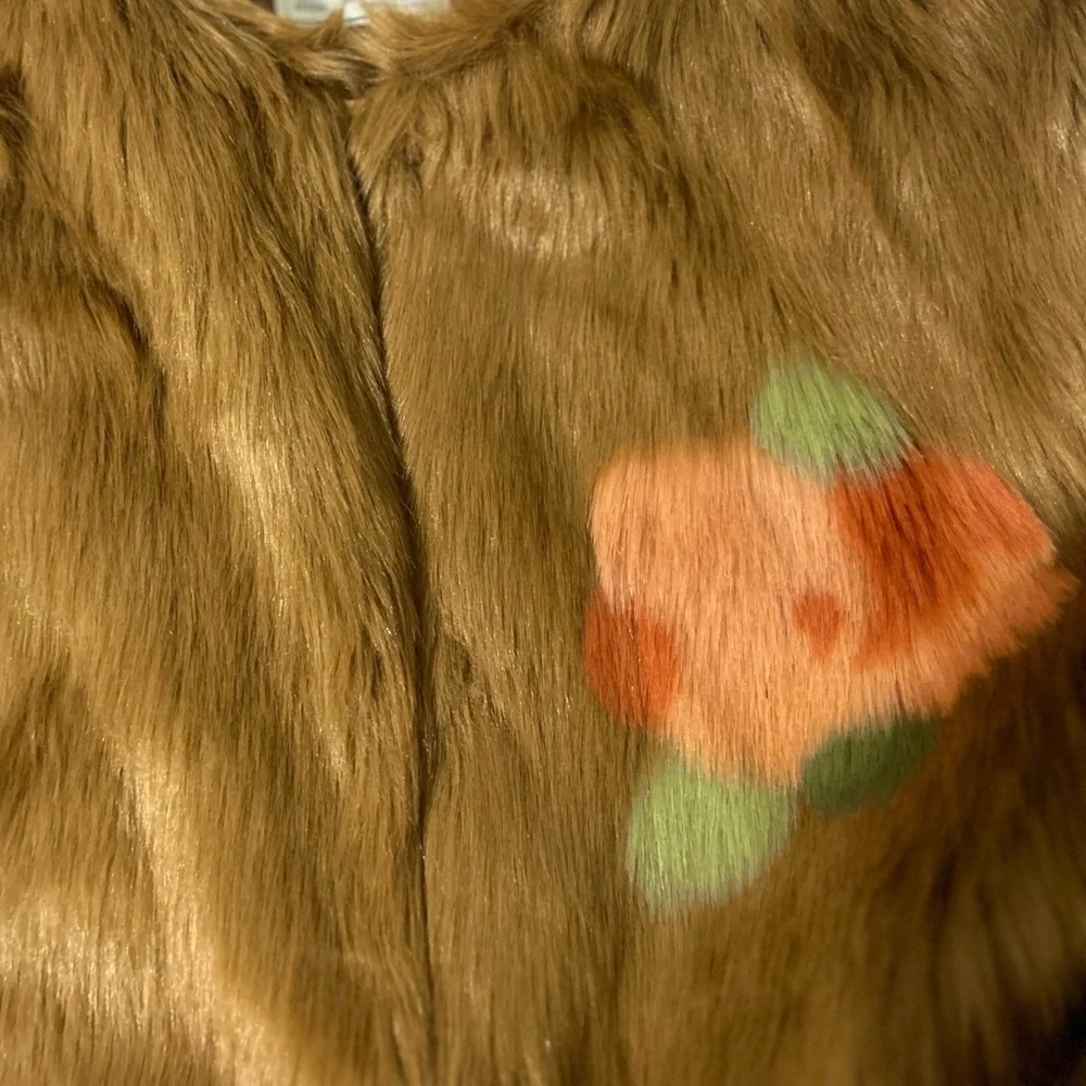 Mayoral Girl Faux-Fur Brown Floral Sleeveless Vest 12